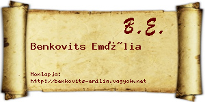 Benkovits Emília névjegykártya